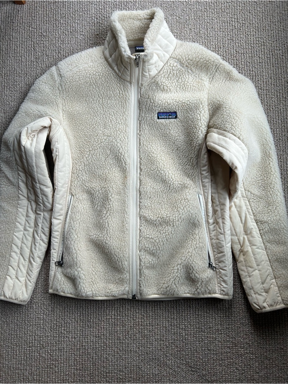 Patagonia Off-White Sherpa Fleece Zip Jacket